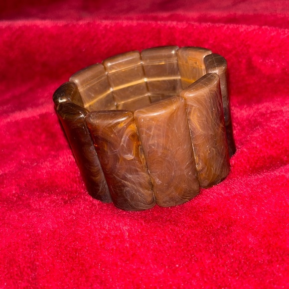 Vintage style Chocolate Brown Chunky Stretch  cuff bracelet - Picture 3 of 11